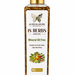 Aurum Noir 18 Herbs Hair Oil | Mineral Oil Free | Ayurvedic Hair Oil for Hair Growth, Hair Fall Control & Scalp Care | Non-Sticky | Suitable for All Hair Types | 190 ml