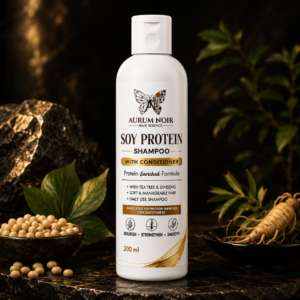 Aurum Noir Soy Protein Shampoo with Conditioner | Protein Enriched Formula with Tea Tree & Ginseng | Hydrolyzed Soy Protein | Nourish, Strengthen & Smooth Hair | Daily Use Shampoo | 200 ml